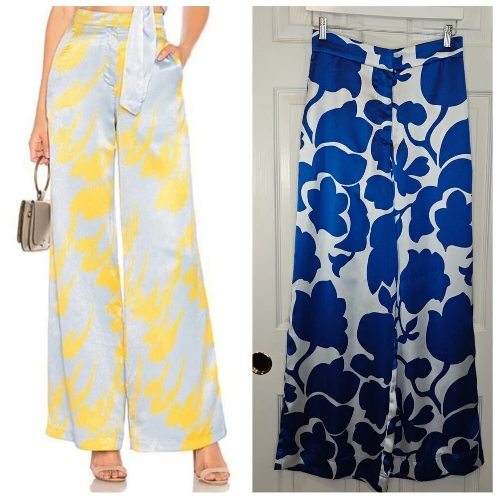 House of Harlow 1960 satin floral wide leg pants sz M